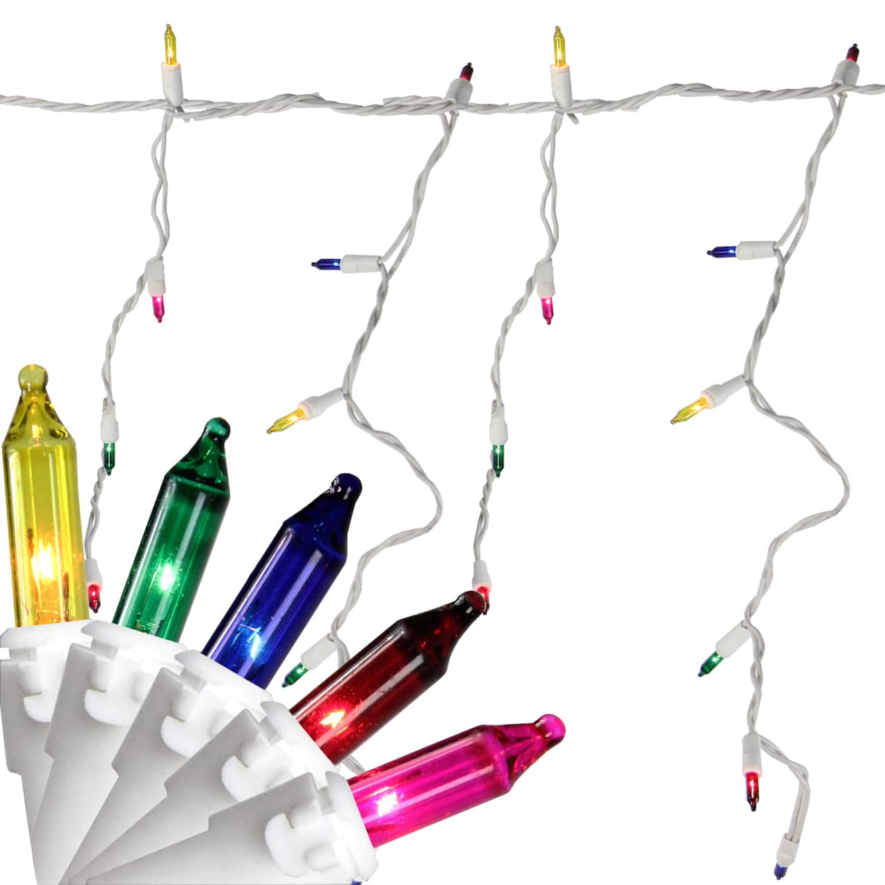 100ct. Mini Icicle Christmas Light Set With White Wire